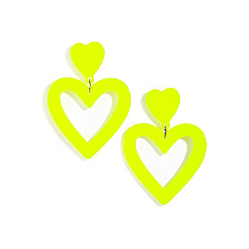 Wholesale prom party acrylic earrings water drop hollow love Valentine's day geometric love earrings